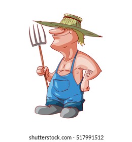 Colorful vector illustration of a cartoon farmer or redneck