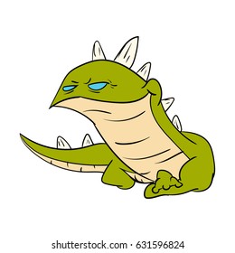 Colorful vector illustration of a cartoon green smiling lizard