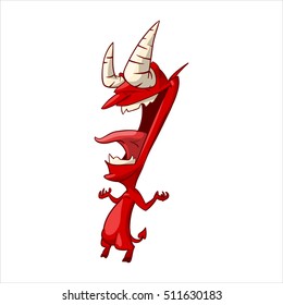 Colorful vector illustration of a cartoon red demon, imp or devil