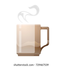 Colorful vector illustration in cartoon style with flat silhouette coffee cup isolated on white background.
Colorful flat design card with hot coffee.