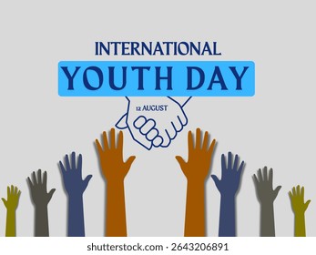Colorful vector illustration celebrating International Youth Day, featuring diverse young people, dynamic abstract elements, and festive design. Perfect for youth events, social media campaigns, aware