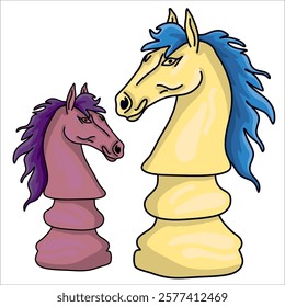 Colorful vector illustration: chess horse game piece ready to print