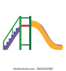 Colorful vector illustration of a children's playground slide with stipple texture isolated on white.