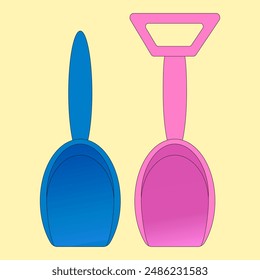 Colorful vector illustration of childrens scoops for playing in the sand. Perfect for summer, beach, and outdoor activities.