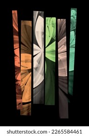 Colorful vector illustration of composition with floral and geometric shapes.