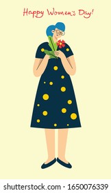Colorful vector illustration concept background of Happy Woman's internarional day.