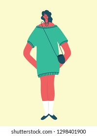 Colorful vector illustration concept of   happy fashion woman in flat design