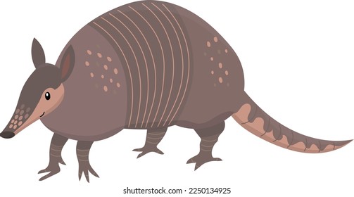 Colorful vector illustration of cute armadillo. Cartoon animal isolated on white background. Illustration for children.