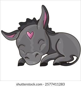 Colorful vector illustration: cute baby donkey character ready to print