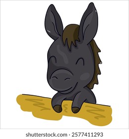 Colorful vector illustration: cute baby donkey character ready to print