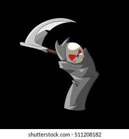 Colorful vector illustration of a cute cartoon grim reaper