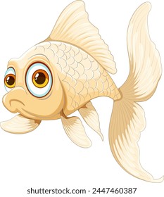 Colorful vector illustration of a cute goldfish