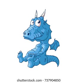 Colorful vector illustration of a cutre cartoon baby dragon