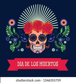 A colorful vector illustration dedicated to the traditional Mexican Day of the Dead