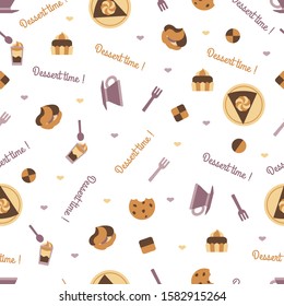 Colorful Vector Illustration Dessert Time! Cute Background Pattern