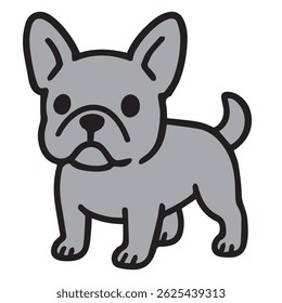 A colorful vector illustration of a dog with clean black outlines, standing on a plain white background, ideal for modern graphic designs.

