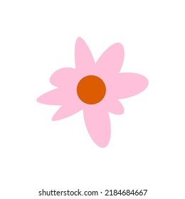 Colorful vector illustration drawn in flat style. Suitable for books, articles, web sites, apps etc. Image of light pink flower with orange stigma 