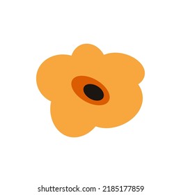Farbige Vektorgrafik im flachen Stil. Geeignet für Bücher, Artikel, Webseiten, Apps etc. Bild von einfacher orangefarbener Blume mit schwarzem Stigma 