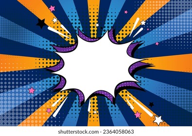 Colorful vector illustration of an empty banner with a retro comic style background