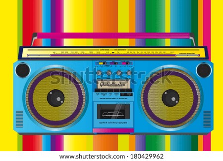 a colorful vector illustration of a fantastic retro ghettoblaster 