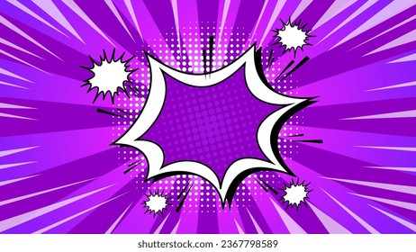 Colorful vector illustration featuring a retro comic style purple background and an empty speech bubble