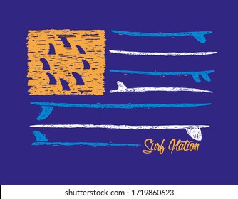 Colorful vector illustration of flag formed by surfboards.