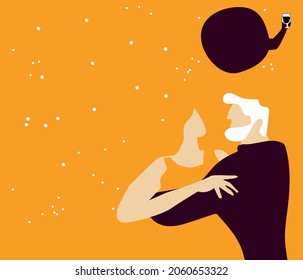 Colorful vector illustration in flat cartoon style.dancing on roof night. alcohol. beer. fun. girl's party, the moon is funny, music is summer