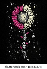 colorful vector illustration of flower and skulls