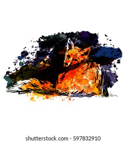 Colorful vector illustration fox