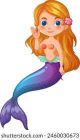 Colorful vector illustration of a friendly mermaid