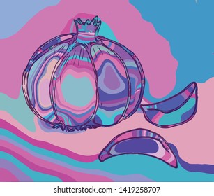 A colorful vector illustration of garlic cloves