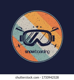 colorida ilustración vectorial de gafas para snowboard.