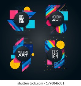 illustration vectorielle colorée. création graphique cadre moderne pour texte. dans le style de l'art abstrait, idéal pour les publicités, il mettra en valeur vos produits et réductions de vente. brosse vectorielle abstraite