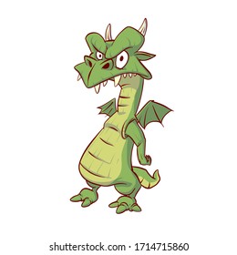 Colorful vector illustration of a green dragon