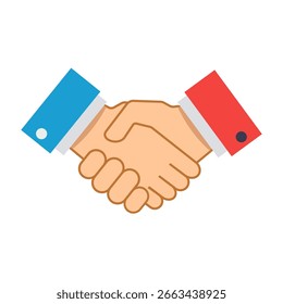 Farbige Vektorgrafik eines Handshakes, der Vereinbarung und Zusammenarbeit darstellt