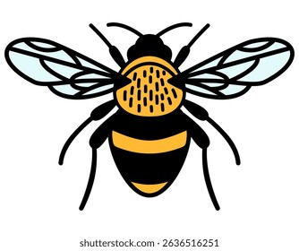 Colorful vector illustration of honey bee icon in flat design style. Clipart image isolated on background.