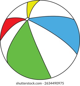 Colorful Vector Illustration of Inflatable Beach Ball for Summer Holiday, Pool Party, Kids Toy, and Vacation Design Projects