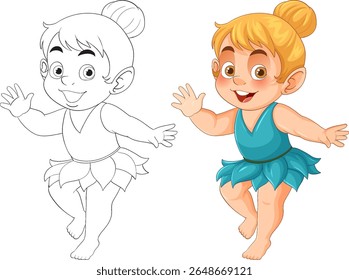 Colorful vector illustration of a joyful fairy child with vibrant colors and playful expression, highlighting whimsical charm and youthful energy
