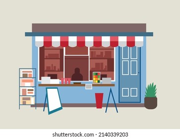 Colorful vector illustration of a kiosk