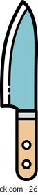 Ilustración vectorial colorida de un cuchillo de cocina con un diseño simple y limpio sobre fondo blanco
