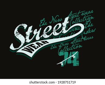 Colorful vector illustration of lettering, of the word "street" and allusion to skateboarding. Art for print on t-shirts, posters and etc ...