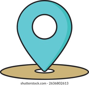 Colorful vector illustration of a map location pin icon on a platform. Represents navigation, direction, or GPS services. Great for travel, tech, or geolocation-based design themes.