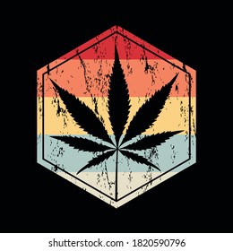 Colorida ilustración vectorial de la hoja de marihuana en un fondo de textura oscura.