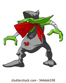 Colorful vector illustration of a masked goblin or troll rogue or thief / robber.