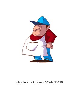 Colorful Vector Illustration Of A Middle Aged Shop Keeper