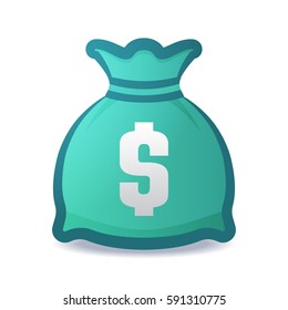 Colorful vector illustration money bag with dollar symbol. Isolated on white.