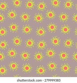 colorful vector illustration pattern of abstract sun-like shapes on gray background