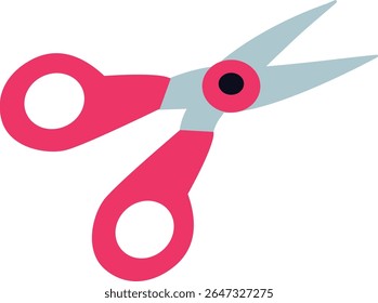 Colorful vector illustration of pink scissors, useful for design themes related to school tools, arts and crafts, or office supplies.