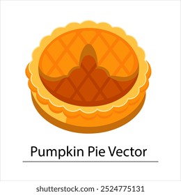 Colorful Vector Illustration of a Pumpkin Pie Icon,Thanksgiving day.