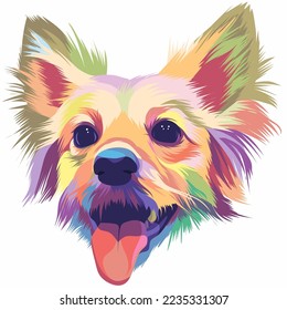 ilustración de un vector colorido de un perro pomerania de origen alemán, concepto de cabeza de perro para entusiastas de perros